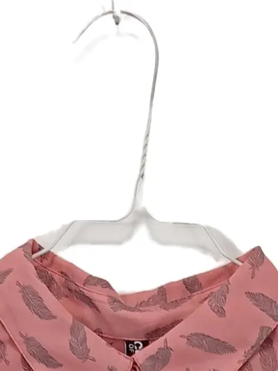 Takko Fashion Damen Bluse ärmellos Gr. 38 Rosa Feder Muster transparent