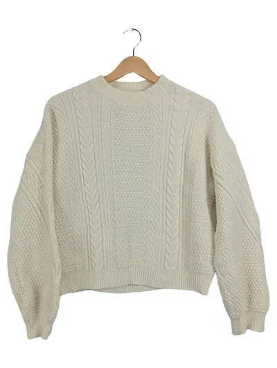 24colours Damen Pullover Zopfmuster Strickpullover Gr. 36/S Beige Creme