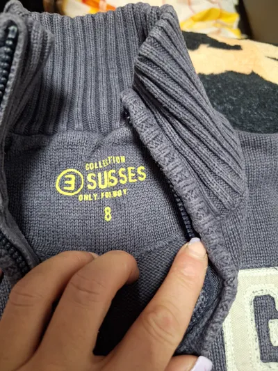 3 Suisses Strickjacke Jungen Gr. 140 Blau Reißverschluss G-Patch