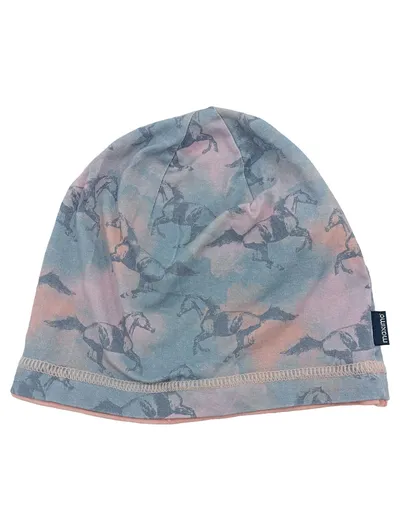 Maximo Kinder Mütze Beanie Pferde Motiv Rosa Blau Baumwolle