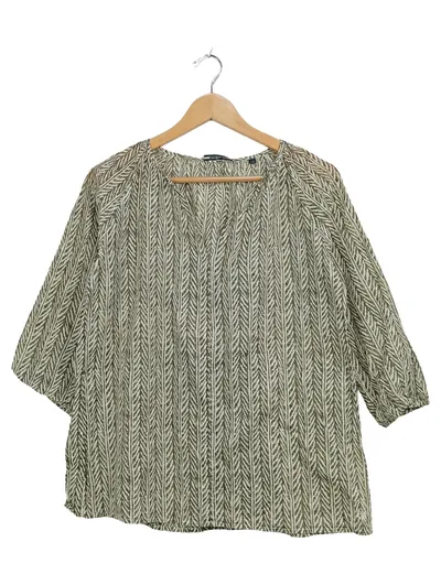 Marc O'Polo Damen Hemdbluse Gr. 38/M Oliv Grafisch Baumwolle