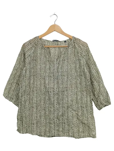 Marc O'Polo Damen Hemdbluse Gr. 38/M Oliv Grafisch Baumwolle