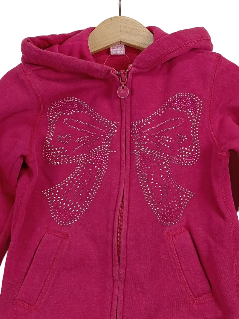 DOPO DOPO Mädchen Kapuzenpullover Pink Gr. 98 Hoodie Schleife Strass 2