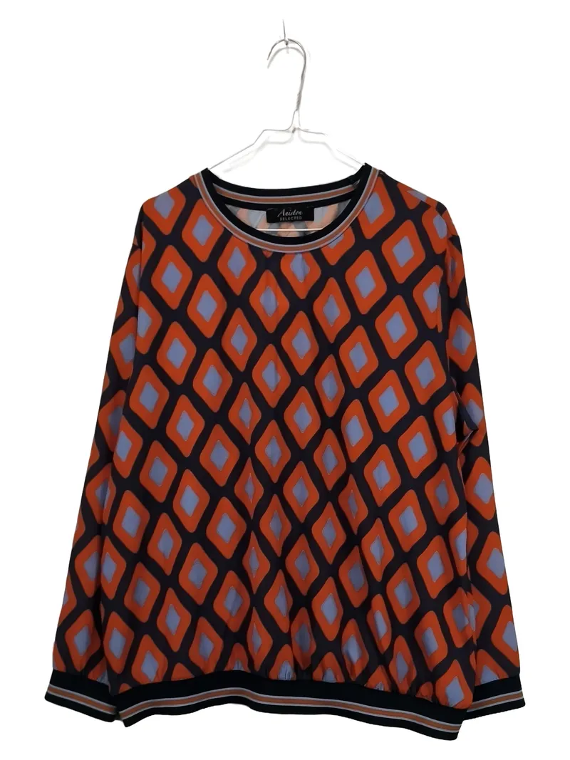 Aniston Selected Damen Shirt Pullover Rauten Muster Geometrisch Bunt Gr. 44 XXL 1