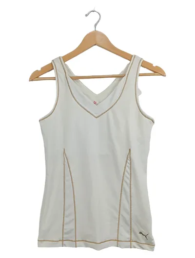 Puma Damen Sport Tanktop Shirt Gr. 40/L Weiß Polyester Elasthan