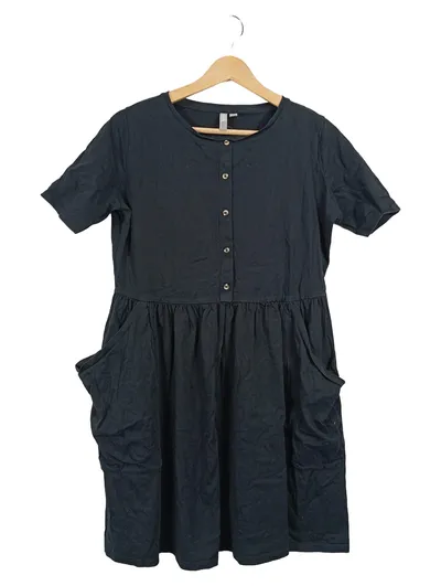 ASOS Damen Freizeitkleid Kurzarm Knopfleiste Taschen Gr. 34/XS Schwarz