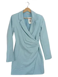 Abercrombie & Fitch Damen Wickelkleid Blazer-Stil Gr. 34 Hellblau Elegant 1