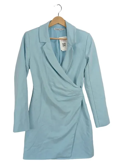 Abercrombie & Fitch Damen Wickelkleid Blazer-Stil Gr. 34 Hellblau Elegant