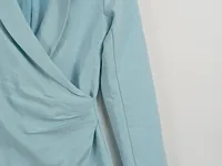 Abercrombie & Fitch Damen Wickelkleid Blazer-Stil Gr. 34 Hellblau Elegant 2