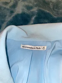 Abercrombie & Fitch Damen Wickelkleid Blazer-Stil Gr. 34 Hellblau Elegant 4