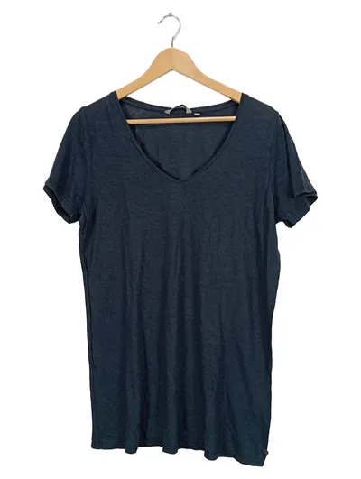 GARCIA Damen T-Shirt V-Ausschnitt Blau Meliert Gr. XL Basic