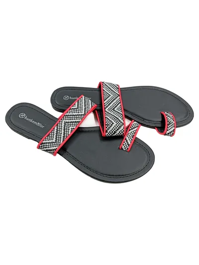 Hunkemöller Zehentrenner Pantoletten Damen Gr. 40 Schwarz Freizeit Sommer