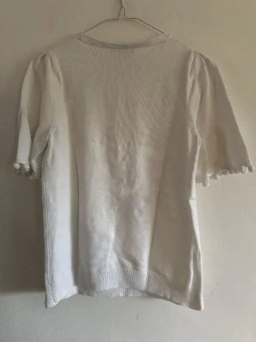Banana Republic Damen Pullover Kurzarm Gr. 36;S Weiß Baumwolle Viskose Casual