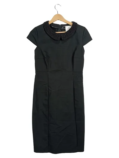 ORSAY Damen Etuikleid Gr. 36 Schwarz Perlenkragen Festlich Elegant