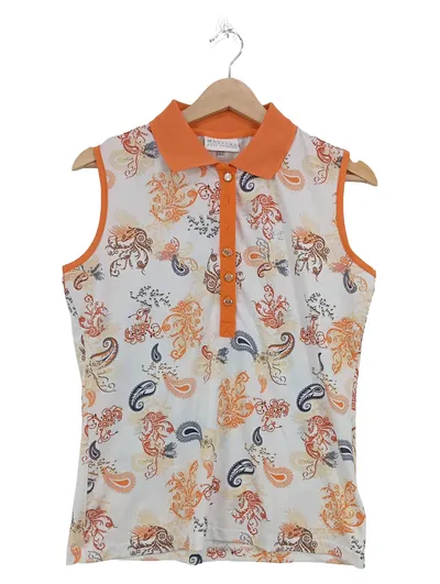 Masters Golf Damen Poloshirt 38 Ärmellos Paisley Sportlich