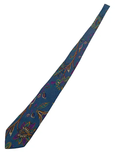 Sevini Krawatte Herren Paisley Muster Blau 100% Seide 143cm