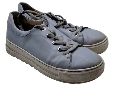 Gabor Sneaker Low Damen Gr. 41 Blau Leder Schnürung Casual