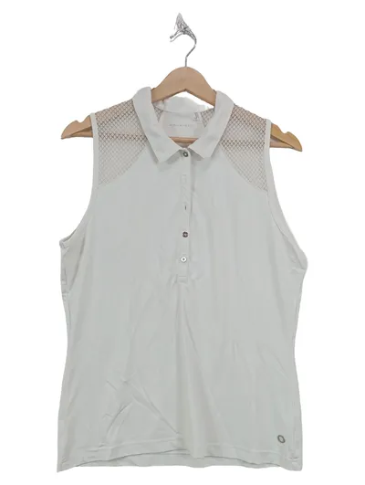 Röhnisch Damen Poloshirt ärmellos Gr. 40/L Weiß Sportlich Golf