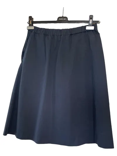 OPUS A-Linienrock Damen Midirock Falten Baumwolle Blau Gr. 36 S