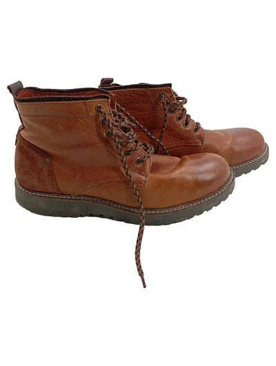 NoGRZ Herren Leder Stiefelette Boots Braun Gr. 42 Schnürung Casual