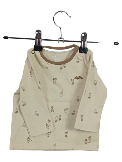 sigikid Kinder Langarmshirt Gr. 62 Beige Tiermotiv Casual Baumwolle