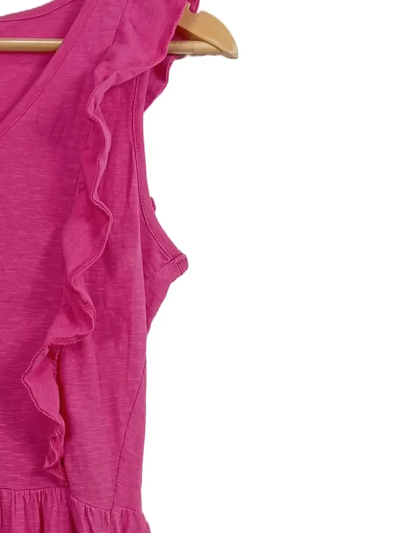 ever.me Sommerkleid Damen Kleid Baumwolle Pink Rüschen Midikleid Gr. 34 XS 3