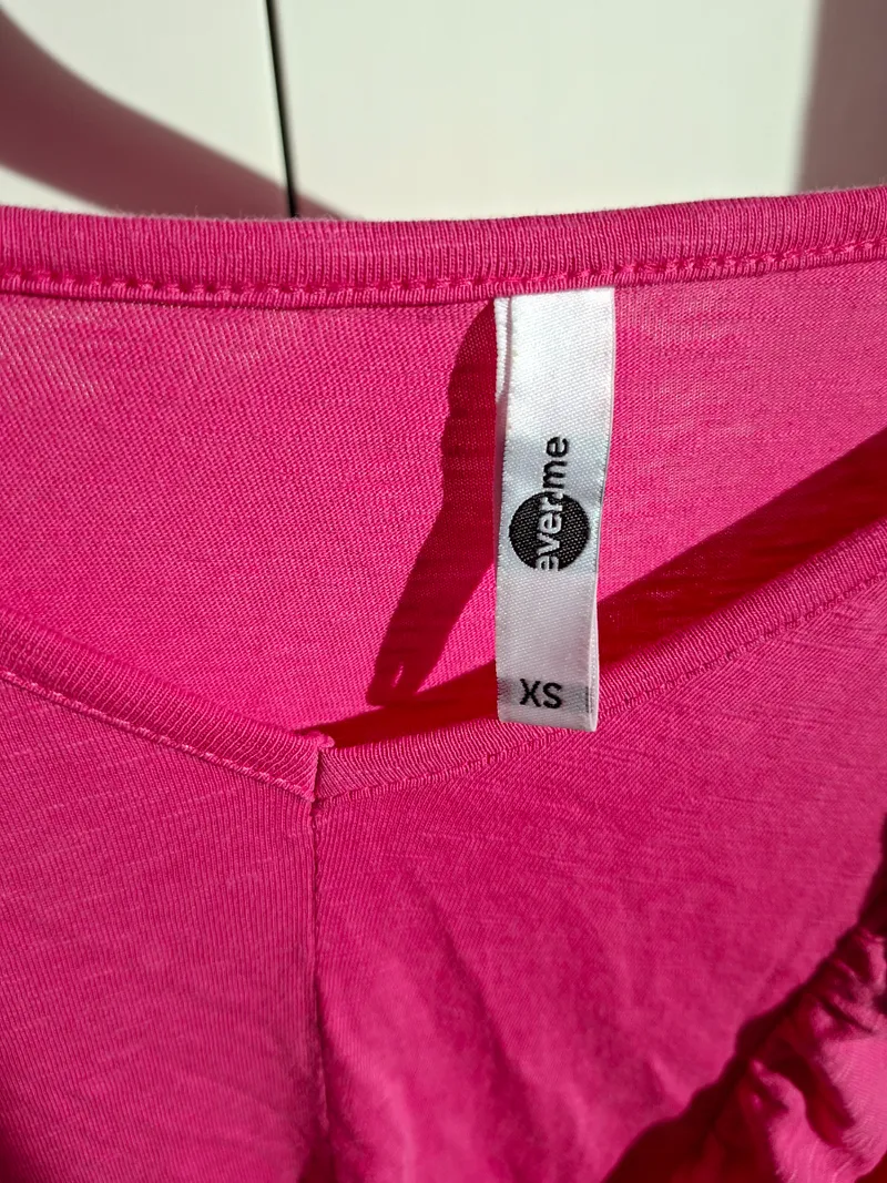 ever.me Sommerkleid Damen Kleid Baumwolle Pink Rüschen Midikleid Gr. 34 XS 4