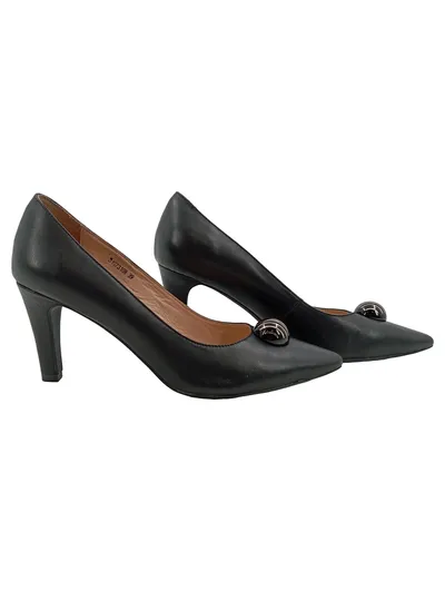 Di Nuovo Damen Pumps Schwarz Gr. 39 Leder Schmuckapplikation Stiletto
