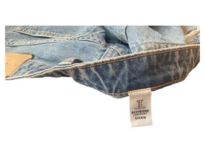 Destroyed Jeans Damen Boyfriend Low Waist Denim Blau Gr. 38 Used Look