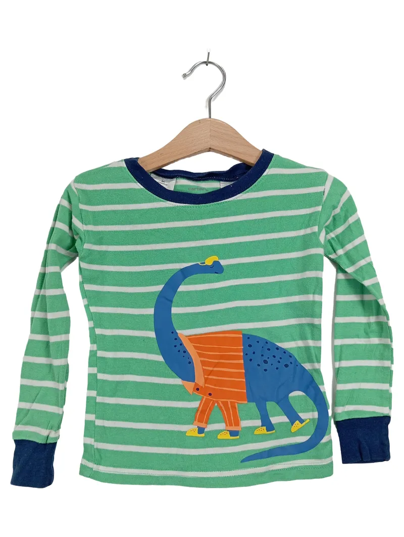 Carter's Langarmshirt Jungen Gr. 98 3T Dino Motiv Gestreift Grün Baumwolle 1