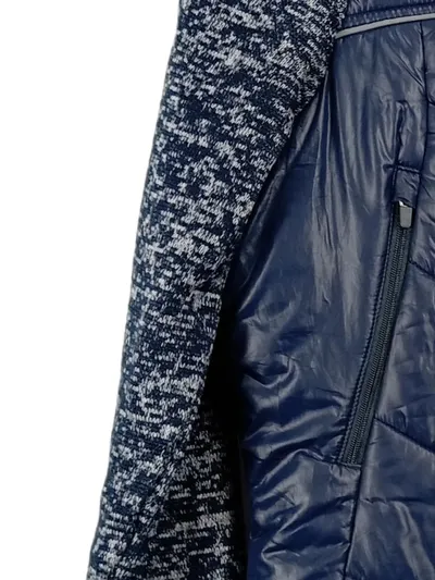 Superdry Damen Steppjacke Kapuze Strickärmel Übergangsjacke Blau Gr. 38 M
