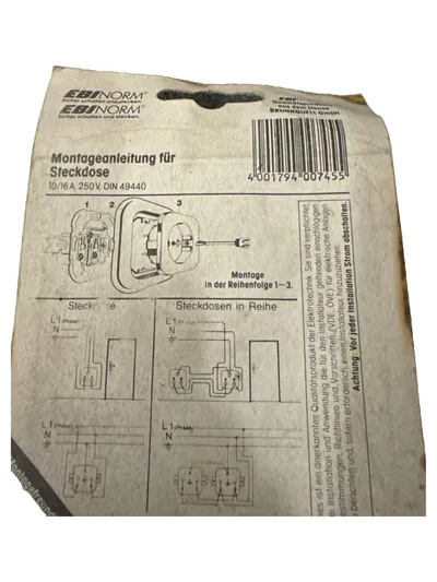 EBINORM Steckdose Unterputz 850.108001 Harmonie Metallic Silber NOS