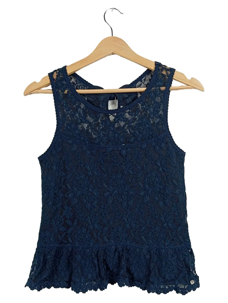 Abercrombie & Fitch Damen Spitzen Top Blau Gr. XS Peplum Feminin 1
