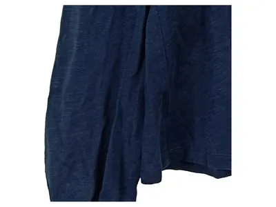 Boden Damen Langarmshirt Gr. 36 Blau V-Ausschnitt Glitzer Borte Raffung Casual