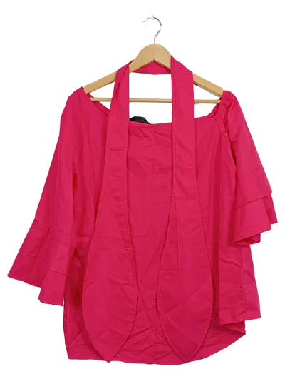 CHICME Damen Bluse Pink Gr. XL Volantärmel Rüschen Feminin