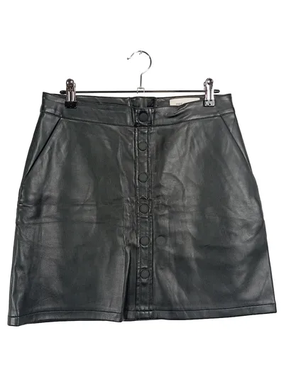 FREE/QUENT Damen Kunstlederrock Minirock Knopfleiste Schwarz Gr. 34/XS