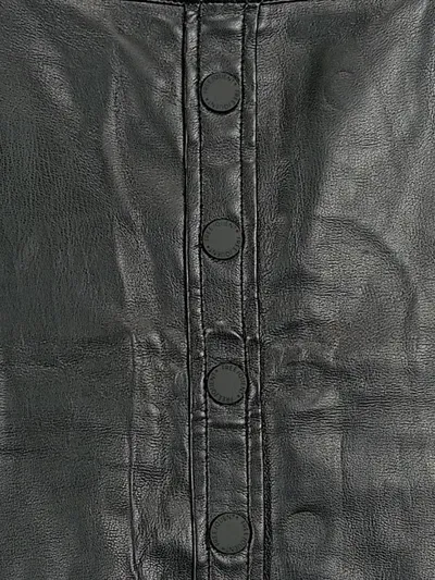FREE/QUENT Damen Kunstlederrock Minirock Knopfleiste Schwarz Gr. 34/XS