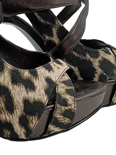GUESS Damen Sandaletten High Heels Leopardenmuster Gr. 37 Braun Beige