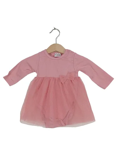 ORSOLINO Baby Kleid Mädchen Gr. 62 Rosa Langarm Tüll Glitzer Schleife