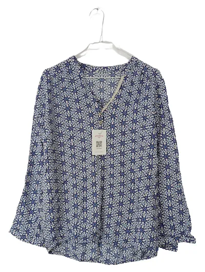 CARTOON Damen Bluse Gr. 36 Blau Geometrisch Muster Viskose Langarm