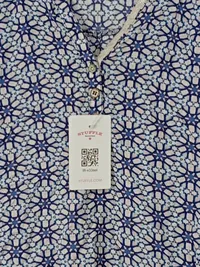CARTOON Damen Bluse Gr. 36 Blau Geometrisch Muster Viskose Langarm 2