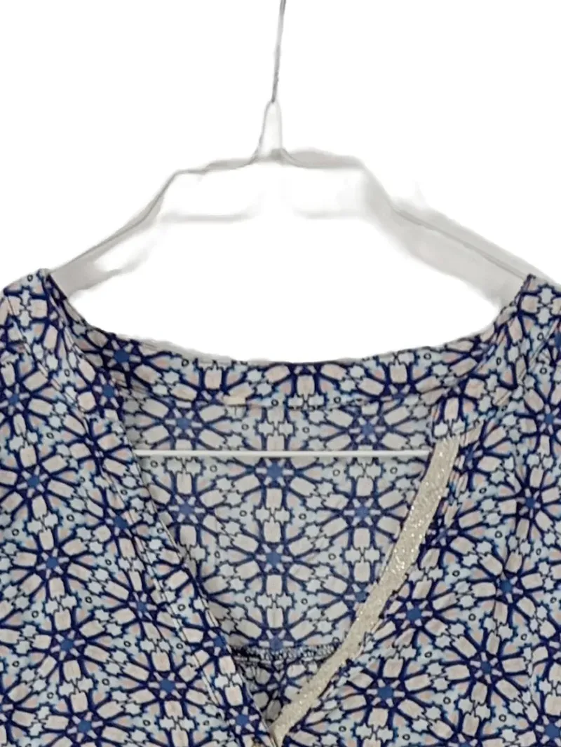 CARTOON Damen Bluse Gr. 36 Blau Geometrisch Muster Viskose Langarm 3