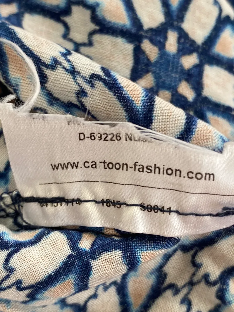 CARTOON Damen Bluse Gr. 36 Blau Geometrisch Muster Viskose Langarm 6
