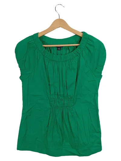 Banana Republic Petite Damen Bluse Gr. PM/36 Grün Kurzarm Raffung