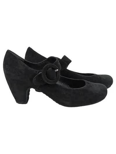 Högl Damen Mary Jane Pumps Wildleder Schwarz Größe 38 Elegant