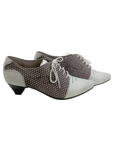 Simen Schnürschuhe Damen Leder Gr. 38 Retro Gepunktet Freizeit Schuhe