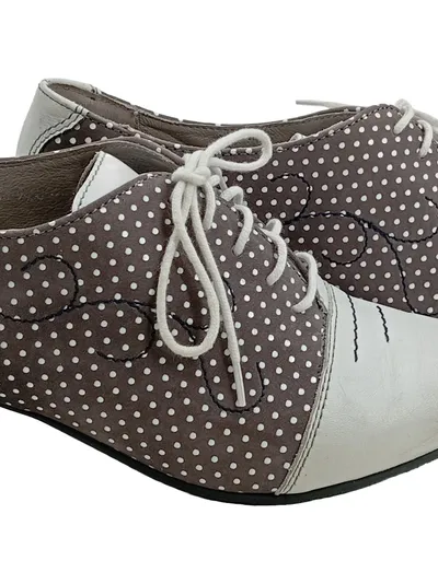 Simen Schnürschuhe Damen Leder Gr. 38 Retro Gepunktet Freizeit Schuhe