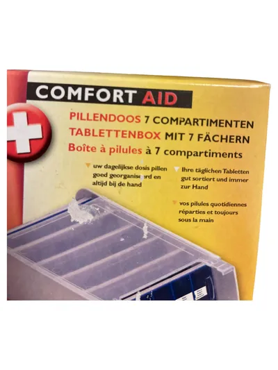 ComfortAid Pillendose 7 Fächer Tablettenbox Wochenbox Blau Transparent