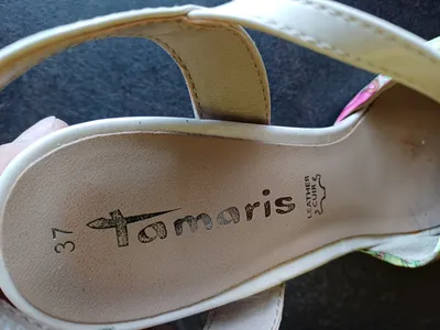 Tamaris Sandaletten Damen Gr. 37 Blumenmuster Beige High Heels Leder