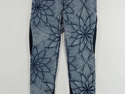 ROXY Damen Sport Leggings Geometrisch Blau Schwarz Gr. L